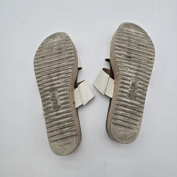 Brash Sandals Womens 8 White Slip On Leather Espadrilles Platform Shoes Twin - Picture 7 of 12